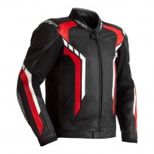 RST AXIS CE MENS LEATHER JACKET-BLACK, RED AND WHITE